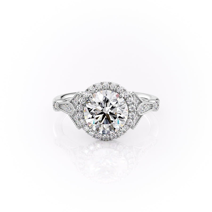 Keyzar · The Halo Stephanie Set With A 1 Carat Round Moissanite