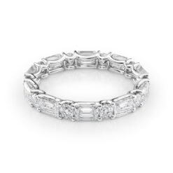 3.2ct Alternating Emerald and Round U Prong Eternity